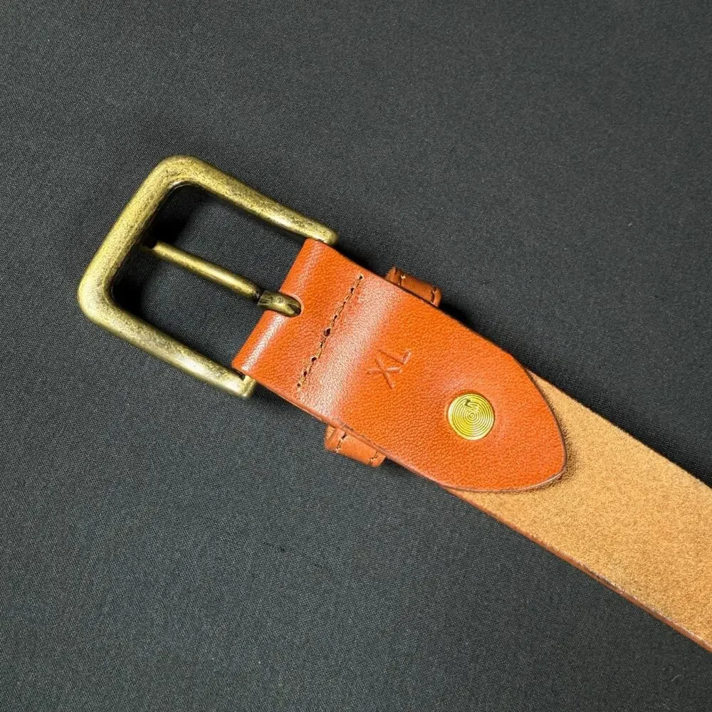 Scotch & Soda Tan Leather Belt with Brass Buckle - XL